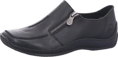 Produktbild von Rieker Damen Slipper kleine Füße elegant Reißverschluss leicht Leder L1780, Größe:39 EU, Farbe:Schwarz