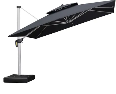 Produktbild von PURPLE LEAF Ampelschirm Rechteckiger 300 x 400 cm Sonnenschirm Groß Stabil Terrassenschirm 360°Rotation, für Garten,Terrasse, Pool Sonnenschutz ,Grau