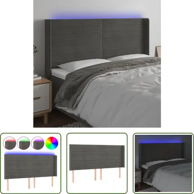 Produktbild von The Living Store LED Kopfteil Dunkelgrau 163x16x118/128 cm Samt