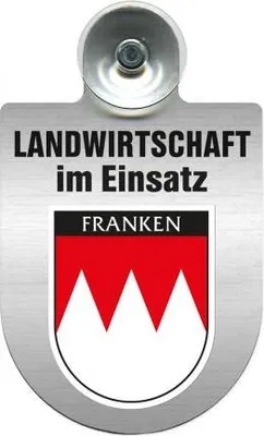 Produktbild von Einsatzschild für Windschutzscheibe incl. Saugnapf - Landwirtschaft im Einsatz - Wappen nach Wahl - 309460 Color - Region Franken