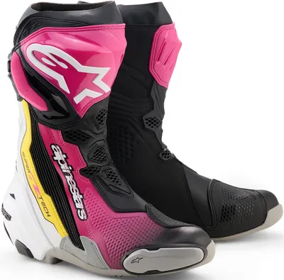 Zdjęcie produktu dla Buty motocyklowe Alpinestars Supertech R, czarno-biało-różowe, rozmiar 43