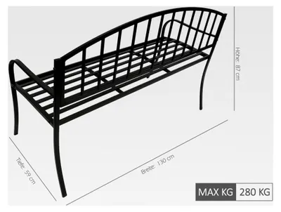 Produktbild von Metall Gartenbank mit Rückenlehne | 3-Sitzer bis 280 kg