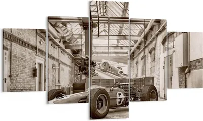 Produktbild von Bild auf Leinwand - Leinwandbild - 5 Teile - Formel 1 Rennen Retro - 125x70cm - Wand Bild - Wanddeko - Wandbilder - Leinwanddruck - Bilder - Wanddekoration - Leinwand bilder - Wandbild - EA125x70-4918