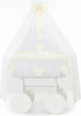 Image de LIT POUR BÉBÉ MY SWEET BABY en fibre naturelle crème avec baldaquin amovible et matelas premium