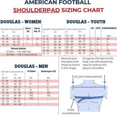 Obrázek produktu pro Douglas Zena 25 (B Cup) Dámské ramenní chrániče velikosti M pro americký fotbal