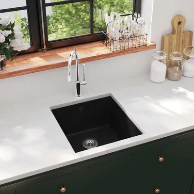 Produktbild von Schwarze Granit-Küchenspüle mit Einzelbecken