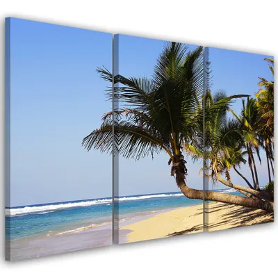 Produktbild von Triptychon auf leinwand landschaften - blau 150x100 cm Feeby blau wandbild bereit zum aufhängen