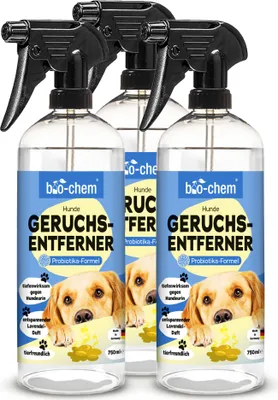 Produktbild von bio-chem Hunde Geruchsentferner Spray 3x 750 ml - Enzymreiniger mit Mikroorganismen - Geruchsneutralisierer gegen Hundeurin Geruch - Entfernt Gerüche aus Sofa, Teppich, Polster -  DE