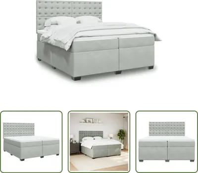 Produktbild von The Living Store Boxspringbett mit Matratze Hellgrau 200x200 cm Samt