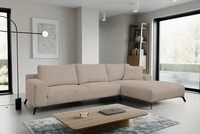 Produktbild von VENASI ASPEN CORD Rechts Ecksofa ohne Schlaffunktion Sofa L Form Eckcouch Couchgarnitur Couch CAPPUCCINO