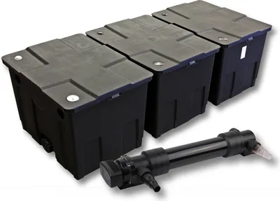 Immagine prodotto di Set completo SunSun: filtro per laghetti CBF-350C fino a 90000 L come filtro a flusso continuo, chiarificatore per laghetti CUV-636 chiarificatore UVC con 36 watt di potenza UV-C