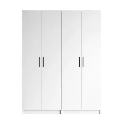 Produktbild von Viertüriger Kleiderschrank NORA mit Griffen, Weiß / Weiß