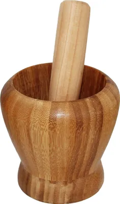 Produktbild von Mörser und Stößel aus Bambus-Holz, Zerkleinerer für Gewürze Kräuter usw. 10cm