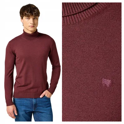 Immagine prodotto di Wrangler Maglione dolcevita in lana, colore borgogna Dahlia, taglia regolare XXL