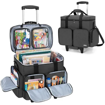Rollbare Scrapbooking-Tas, 41x23,5x36,5 cm, schwarz, Nylon