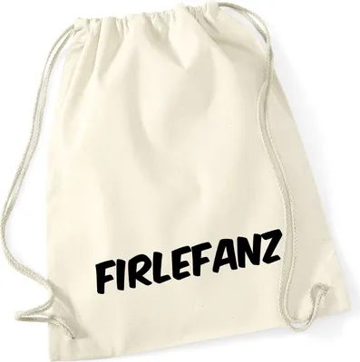 Produktbild von Huuraa Turnbeutel Firlefanz Schriftzug 12 Liter Natural Baumwolle Rucksack Geschenkidee