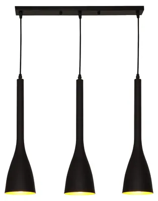Imagen del producto de Lámpara colgante Zimilo, 3 luces, negra y dorada. Lámpara colgante para comedor, con altura ajustable. Lámpara de techo moderna E27 para cocina, comedor o sala de estar