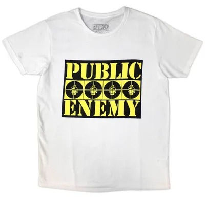Immagine prodotto di Public Enemy | Maglietta ufficiale della band | Quattro loghi, L, Bianco