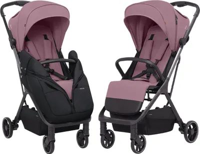 Two strollers are shown side-by-side against a white background.