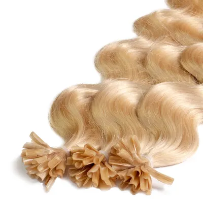 Immagine prodotto di hair2heart Premium Extension capelli umani ondulati - 25 ciocche 1g 60cm 9/0 biondo chiaro