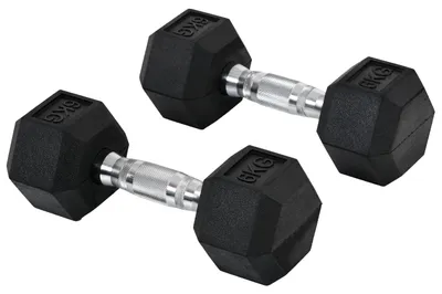 Produktbild von Hexagon Kurzhanteln 2Er Set, 2X6 Kg, Gusseisen Mit Gummiüberzug, Schwarz