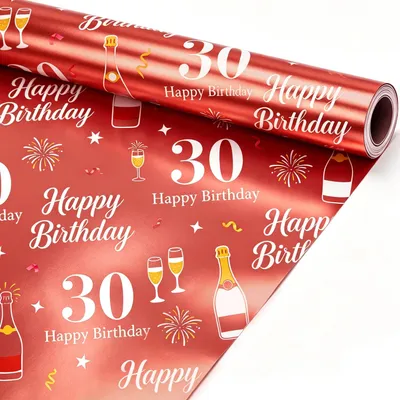 Image de Papier d'emballage rose, 30 mètres, idéal pour emballer des cadeaux lors de fêtes et célébrations