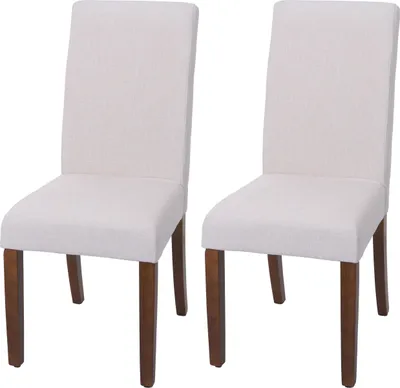 Obrázek produktu pro Sada 2 jídelních židlí HWC-O65f, kuchyňská židle čalouněná židle, Chesterfield látka/textil (280 g/m²), bílá