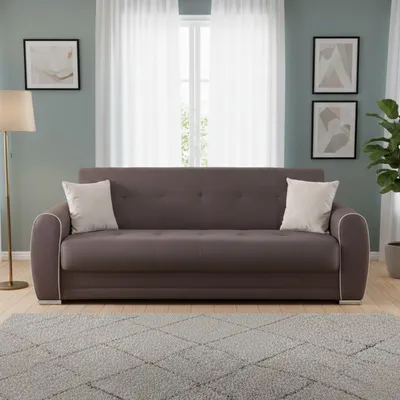 Immagine prodotto di Dmora Divano Letto 3 Posti Alfo 85x224 cm Nero Chiaro, Contenitore Reclinabile