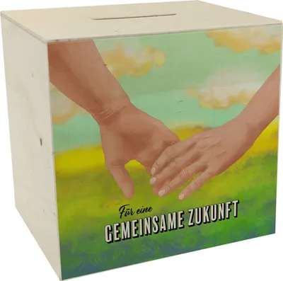 Produktbild von Für eine gemeinsame Zukunft Spardose aus Holz