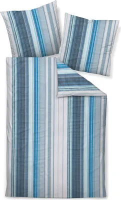 Produktbild von Janine Design Bettwäsche-Garnitur Mako-Soft-Seersucker 20152 TANGO Farbe blau türkis Größe 135x200+80x80