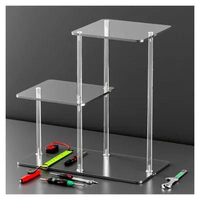 Produktbild von Acryl-Nachttisch - Transparenter Beistelltisch mit 3 Ebenen | Möbelstück für Schlafzimmer, Wohnzimmer, Diele, Arbeitszimmer, Flur, Badezimmer