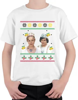 Produktbild von Drei Haselnüsse für Aschenbrödel - Ugly Christmas Sweater Weihnachten Uni Kinder T-Shirt, Weiß, 152