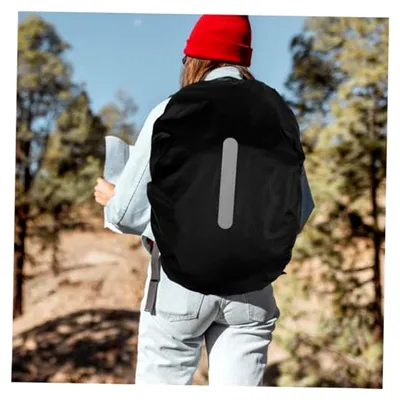 Produktbild von wasserdichte Rucksackhülle mit Reflexstreifen für Outdoor Aktivitäten Leicht Tragbar und Kompakt für Wandern Camping Trekking und Radfahren Schwarz
