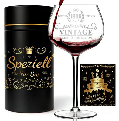 Weinglas 40. Geburtstag Geschenkset – Limited Edition 1986