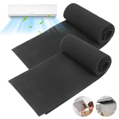 Obrázek produktu pro 2 ks univerzální filtr z aktivního uhlí, plochý, z fleece, dvojitý tukový filtr, filtr do digestoře, lze zkrátit, náhradní filtr do digestoře