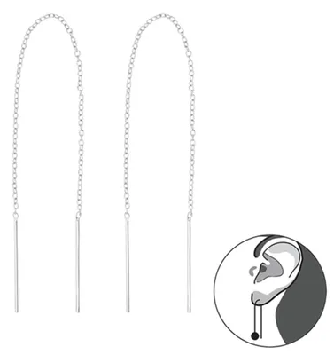 Produktbild von Durchzieher Ohrringe Silber 925: Stangen Ohrringe mit Kette
