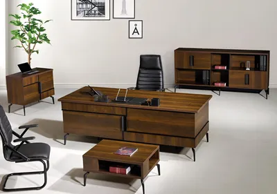 Produktbild von Büromöbel Komplettbüro Schreibtisch Büro Bürotisch Set 4tlg Holz Braun
