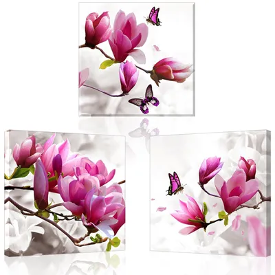 Produktbild von Set mit 3 gerahmten Leinwanddrucken mit Orchideenmotiven