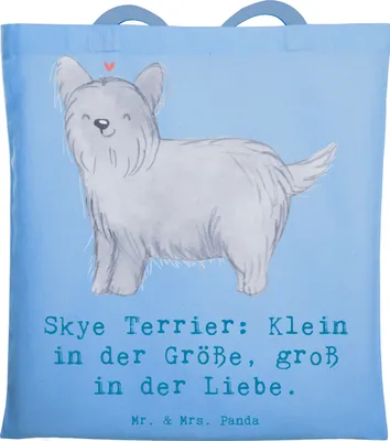 Produktbild von Mr. & Mrs. Panda Uni Tasche Skye Terrier Liebe - Sky Blue - Geschenk, Hunderassen Beschreibung, Vielfalt, treuer Begleiter, Beutel, Familienhund, Tragetasche, loyal