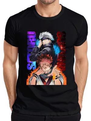 Produktbild von Jujutsu Kaisen Gojo Satoru Sukuna Flammen Augenbinde Geschenk Herren T-Shirt, Schwarz, S