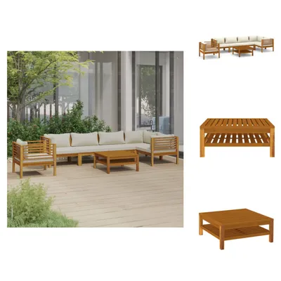 Produktbild von vidaXL 7-tlg. Garten-Lounge-Set mit Creme Kissen Massivholz Akazie -  Gartenmöbel-Sets