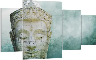 Produktbild von Bild auf Leinwand - Leinwandbild - 4 Teile - Buddha Grafik Türkis - 160x90cm - Wand Bild - Wanddeko - Wandbilder - Leinwanddruck - Bilder - Wanddekoration - Leinwand bilder - Wandbild - DL160x90-4342