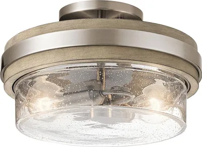 Immagine prodotto di Plafoniera in metallo vetro E27 D: 30,5 cm rotonda in grigio argento antico Plafoniera vintage a 2 luci
