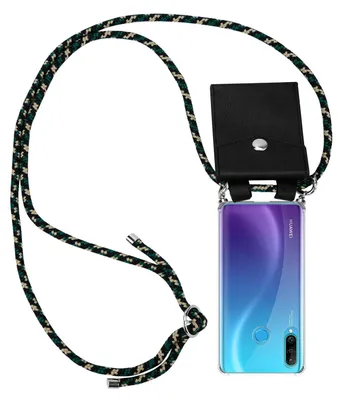 Produktbild von Cadorabo Schutzhülle für Huawei P30 LITE Hülle in Braun Handy Kette Kordel abnehmbares Etui