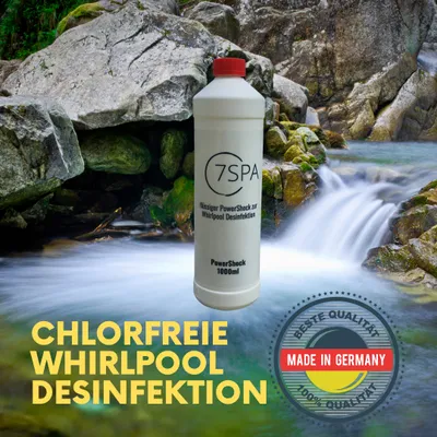 Produktbild von 7Spa chlorfreier PowerShock 1000ml Desinfektionsmittel für Whirlpools, Wasserpflege Whirlpoolpflegemittel