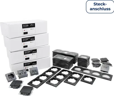 Produktbild von Schalter und Steckdosen Set McPower Flair ''Megaset-Profi'' 100-teilig, anthrazit, Steckanschluss