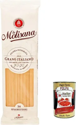 Produktbild von 20x La Molisana Spaghettoni N. 14 Pasta Lenta Lavorazione Teigwaren aus Hartweizengrieß Bronze-Zeichnung 500g + Italian Gourmet Polpa 400g