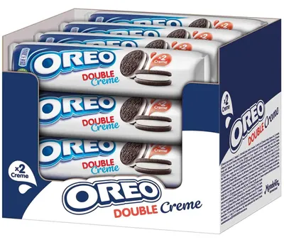 Produktbild von Milka OREO Double16 x 157g, Knuspriger Kakao Doppelkeks gefüllt mit Crème-Füllung