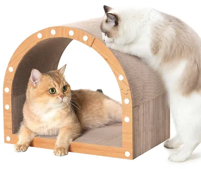 Productafbeelding van 3-in-1 krabmeubel voor katten, met rustzone en speelgoed