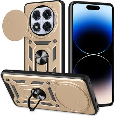 Produktbild von Hülle für Xiaomi Redmi Note 14 Pro+ 5G Magnetische Ring Ständer Halter Dia Kameraschutz TPU Bumper Silikon Schutzhülle Gold